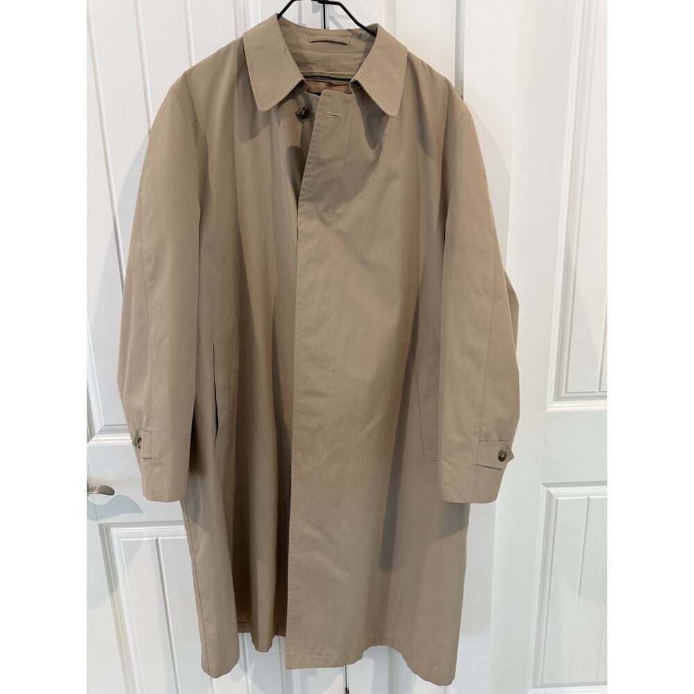 Vintage Hart Schaffner & Marx Tan Trench Car Coat - 46L